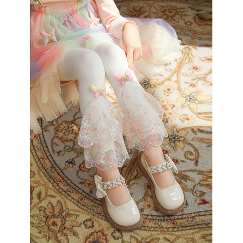 女童打底褲春秋季2025新款蕾絲兒童寶寶外穿白色夏季薄款配裙褲子