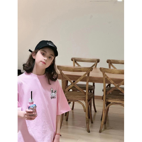 波拉韓童裝女童短袖2025夏裝兒童寬松圓領T恤洋氣純棉上衣t韓版
