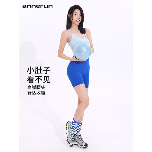 annerun四分瑜伽短褲女速乾騎行運動褲高腰提臀裸感跑步健身短褲
