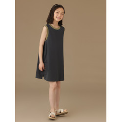 哈齒童裝兒童藏青背心裙夏季新款夏裝棉休閒百搭女童連衣裙高級感