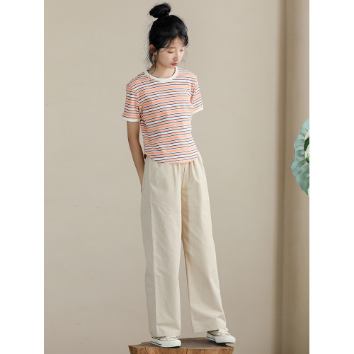 童裝2025夏裝新款大女童純棉寬松休閒褲薄款直筒褲長褲學生濶腿褲