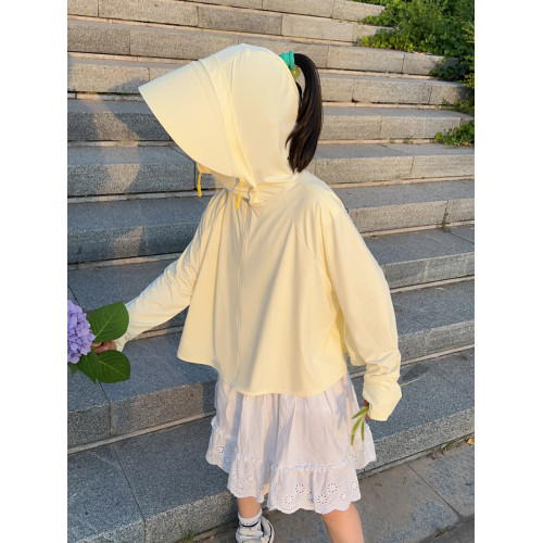 兒童防曬衣女童2025新款夏季冰絲輕薄款防紫外線大帽簷涼感防曬服