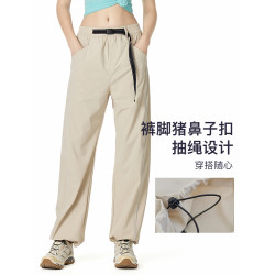 Leorrey/樂拉休閒復古寬松高腰防水防曬工裝跑步運動長褲短裙短褲