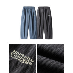 NARTALIY美式復古竪條紋直筒濶腿休閒褲男女慵懶寬松春夏潮牌長褲