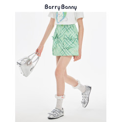 BarryBanny女童格紋半身裙2025夏季新款兒童短裙女孩百搭A字裙褲