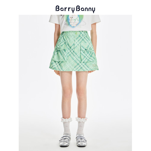BarryBanny女童格紋半身裙2025夏季新款兒童短裙女孩百搭A字裙褲