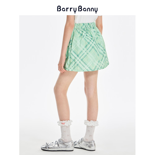 BarryBanny女童格紋半身裙2025夏季新款兒童短裙女孩百搭A字裙褲