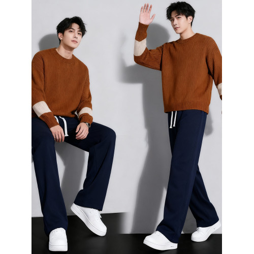 春秋冬季運動長褲男款男款衛褲青少年休閒褲子加絨加厚保暖直筒褲