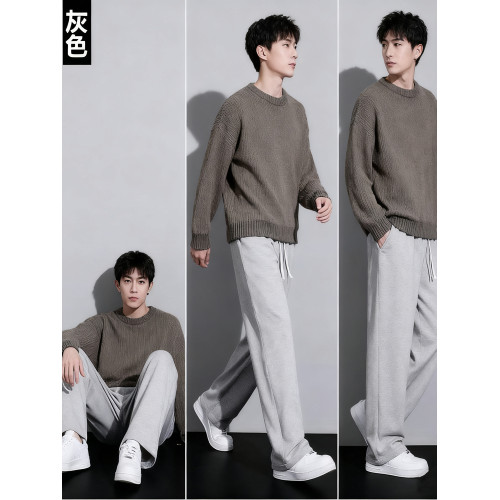 春秋冬季運動長褲男款男款衛褲青少年休閒褲子加絨加厚保暖直筒褲