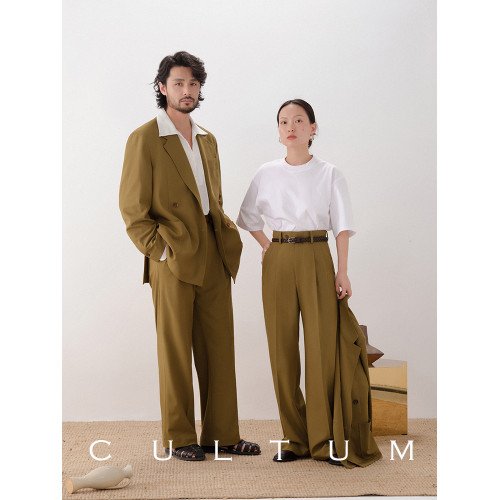 【透氣可機洗】CULTUM松弛慵懶老錢風竹纖維濶腿褲西褲男休閒褲子