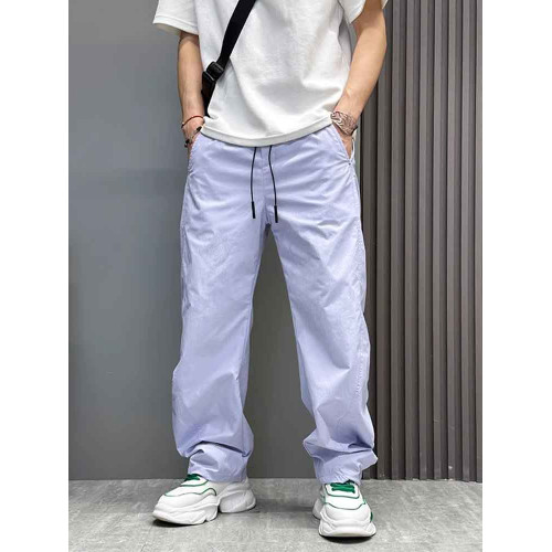 高級速乾彎刀褲子男士休閒褲2025新款夏季寬松直筒褲男款濶腿褲薄