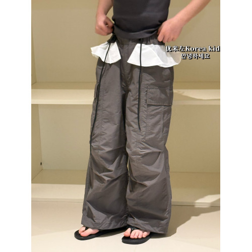 女童工裝褲2025新款洋氣兒童秋裝褲子女孩寬松蕾絲花邊直筒褲潮