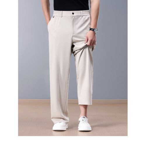 桑蠶絲濶腿褲男寬松夏季薄款男士休閒褲商務西褲中年爸爸冰絲褲子