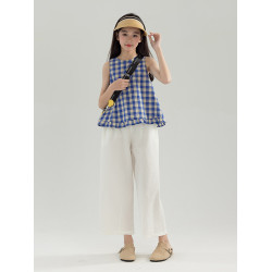 女童九分褲夏季薄款2025新款兒童夏裝褲子直筒女大童濶腿褲休閒褲