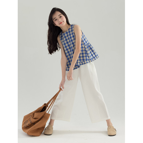 女童九分褲夏季薄款2025新款兒童夏裝褲子直筒女大童濶腿褲休閒褲