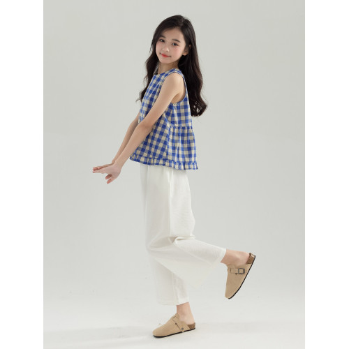 女童九分褲夏季薄款2025新款兒童夏裝褲子直筒女大童濶腿褲休閒褲