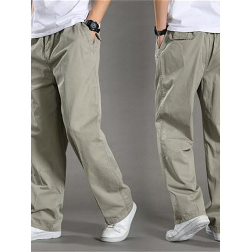 夏季新款薄款純棉休閒褲男褲寬松直筒褲大碼濶腿褲長褲多口袋褲子