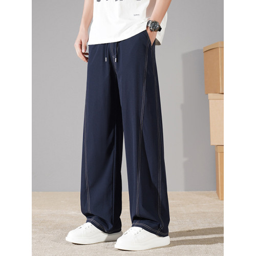 夏季冰絲直筒濶腿褲男寬松加肥加大胖子肥佬薄速乾休閒運動彎刀褲