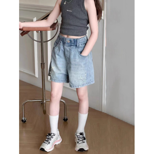 波童木女童夏季薄款牛仔短褲2025新款兒童褲子中大童學生洋氣短褲