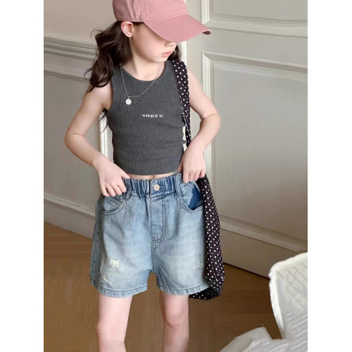 波童木女童夏季薄款牛仔短褲2025新款兒童褲子中大童學生洋氣短褲