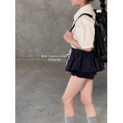 甜美女孩蕾絲花邊領Polo衫2025新款洋氣女童夏裝短袖T恤泡泡上衣
