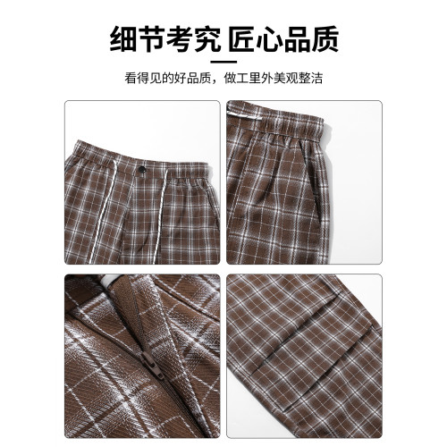 it :5cm/FIVECM男女休閒格子濶腿褲2025新款直筒褲夏季薄款長褲