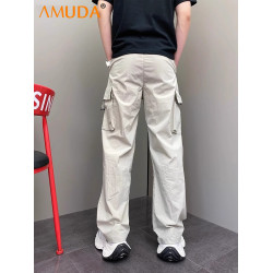 潮牌工裝褲男士2025新款夏季薄款男褲寬松直筒濶腿褲休閒褲子男款