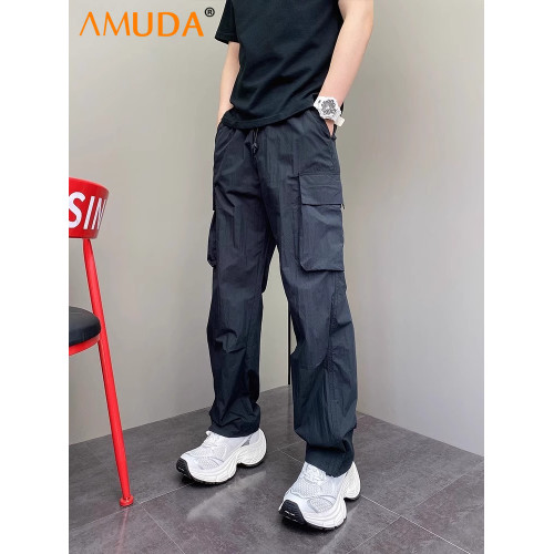 潮牌工裝褲男士2025新款夏季薄款男褲寬松直筒濶腿褲休閒褲子男款