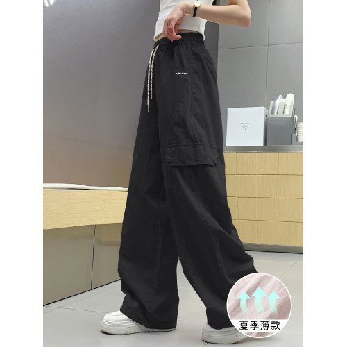 女童褲子夏季工裝薄新款青少年胖孩休閒速乾兒童防蚊長褲冰絲大童