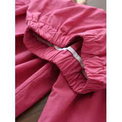 60支水洗全棉 兒童寬松濶腿花苞褲 女童玫紅百搭八分褲 夏款 童裝