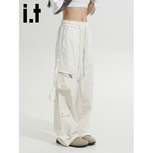 it :5cm/FIVECM美式冰絲工裝褲濶腿褲男女款2025夏季薄款寬松長褲