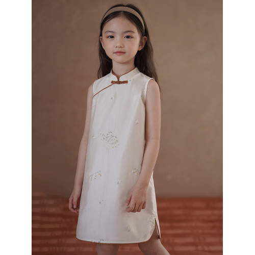 哈齒童裝夏季涼感兒童新中式連衣裙女童旗袍背心裙中大童禮服裙薄