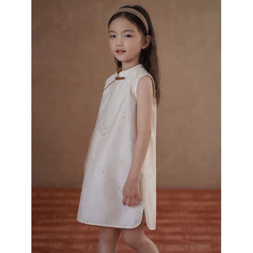 哈齒童裝夏季涼感兒童新中式連衣裙女童旗袍背心裙中大童禮服裙薄