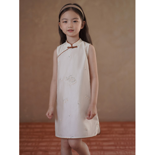 哈齒童裝夏季涼感兒童新中式連衣裙女童旗袍背心裙中大童禮服裙薄