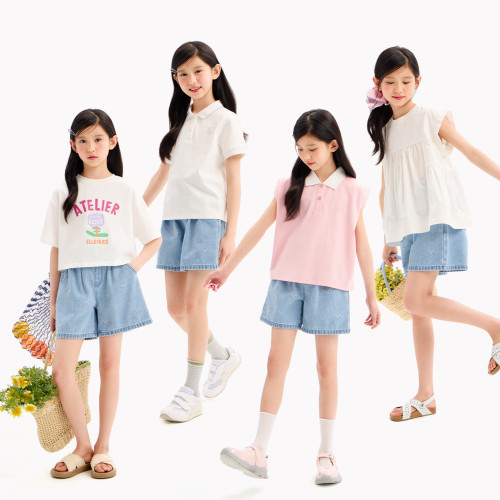 女童短褲2025夏季薄款兒童棉質牛仔短褲中大童五分褲寬松休閒中褲