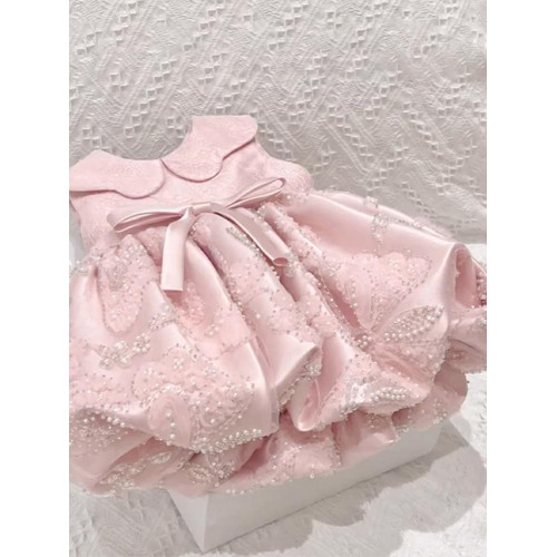 女童寶寶嬰幼兒周嵗禮服公主裙夏季兒童女孩重工抓周生日連衣裙子