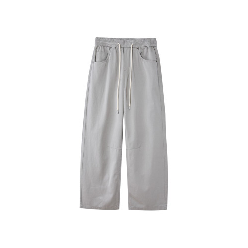 it :5cm/FIVECM白色薄款松緊腰簡約休閒濶腿褲男女2025夏寬松長褲