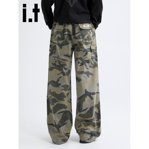 it :5cm/FIVECM男士潮牌迷彩工裝濶腿褲男款2025新款夏季休閒長褲
