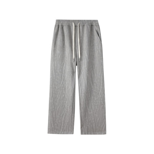 it :5cm/FIVECM灰色裂紋松緊腰抽繩休閒濶腿褲男款2025秋寬松長褲