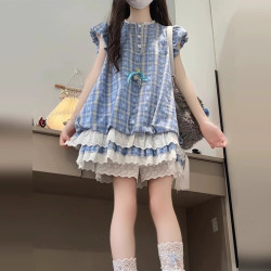 女童巨好看的連衣裙兒童裙子高級感夏2025新款女大童女孩絕美套裝