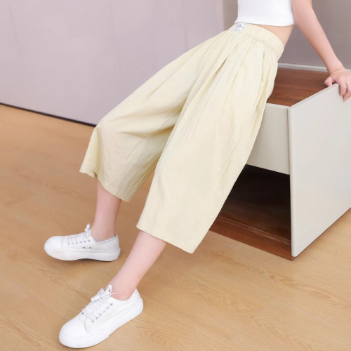 女童夏裝褲子2025新款兒童夏季薄款運動褲中大童夏款七分褲速乾褲