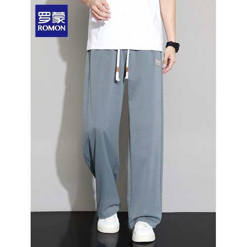 羅矇休閒褲男士2025年夏季新薄款寬松直筒濶腿褲潮牌運動長褲子男