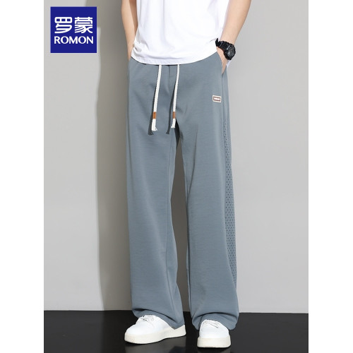 羅矇休閒褲男士2025年夏季新薄款寬松直筒濶腿褲潮牌運動長褲子男