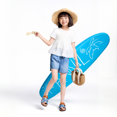 【商場同款】安奈兒童裝女童全腰牛仔短褲2025夏新款純棉大口袋