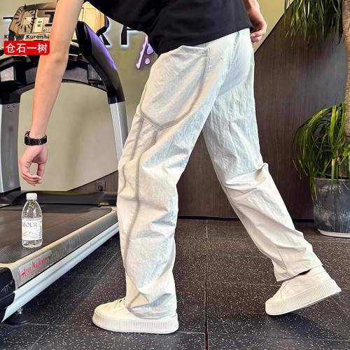 倉石一樹潮牌彎刀褲子男夏季薄款寬松直筒濶腿褲百搭顯瘦休閒長褲