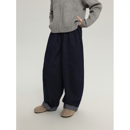 布丁哈魯童裝秋裝女童百搭褲子2025春秋新款兒童簡約休閒彎刀褲