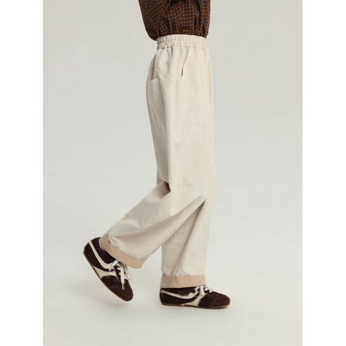 布丁哈魯童裝秋裝女童百搭褲子2025春秋新款兒童簡約休閒彎刀褲