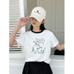 女童T恤短袖2025夏季新款中大童洋氣圓領短袖體恤親膚透氣正肩袖