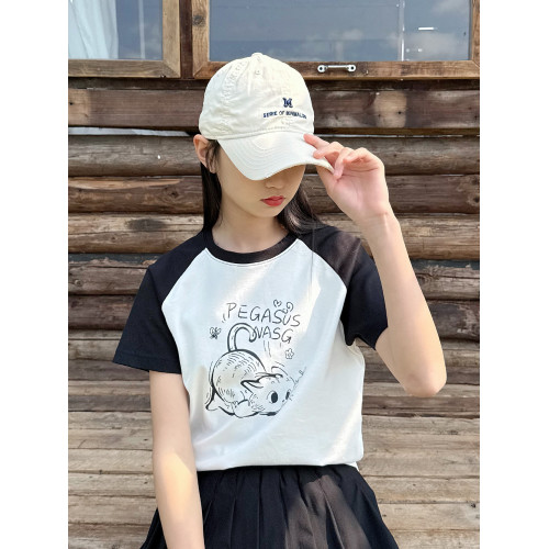 女童T恤短袖2025夏季新款中大童洋氣圓領短袖體恤親膚透氣正肩袖