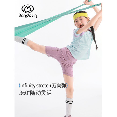 半度閒女童運動修身五分褲夏季薄款洋氣2025新款兒童夏裝彈力短褲